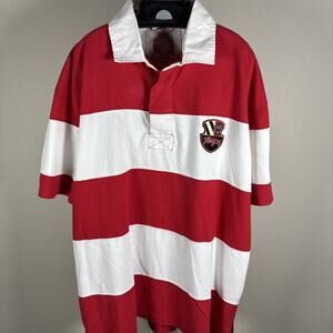 University of Maryland Terps Terrapins Red & White Rugby Polo Shirt Campus Dr XL
